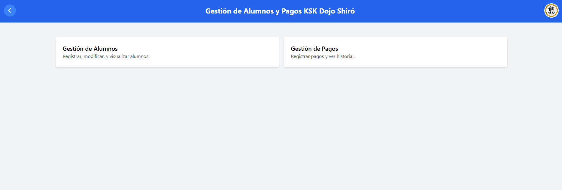 Gestor de alumnos de KSK Dojo Shiró